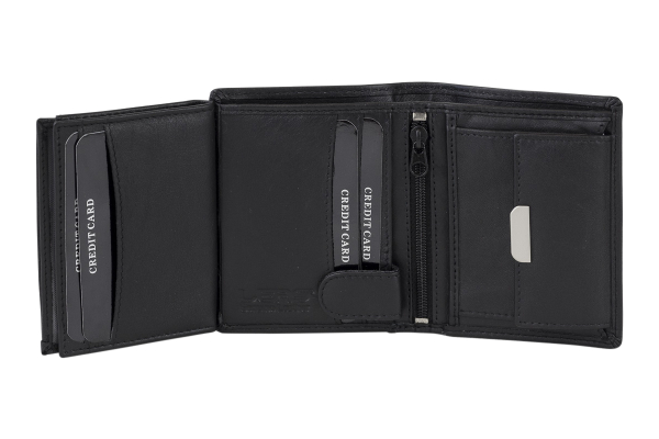LEAS Mini Geldbörse mit Riegel extra dünn im Hochformat Echt-Leder, schwarz